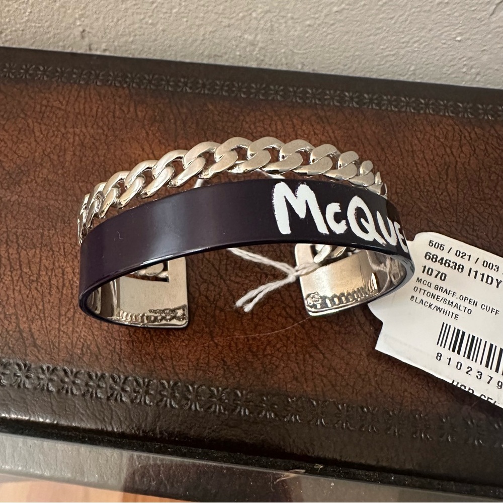 NWT Alexander McQueen | Graffiti Open Cuff Double Band Bracelet $650 - Picture 5 of 7